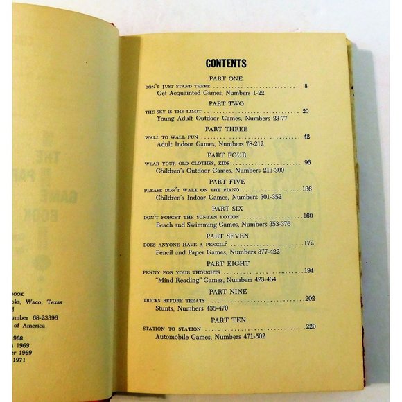 Party Time Game Book by Naoma Clark Vintage 1971 Hardcover Jacket - Picture 8 of 11